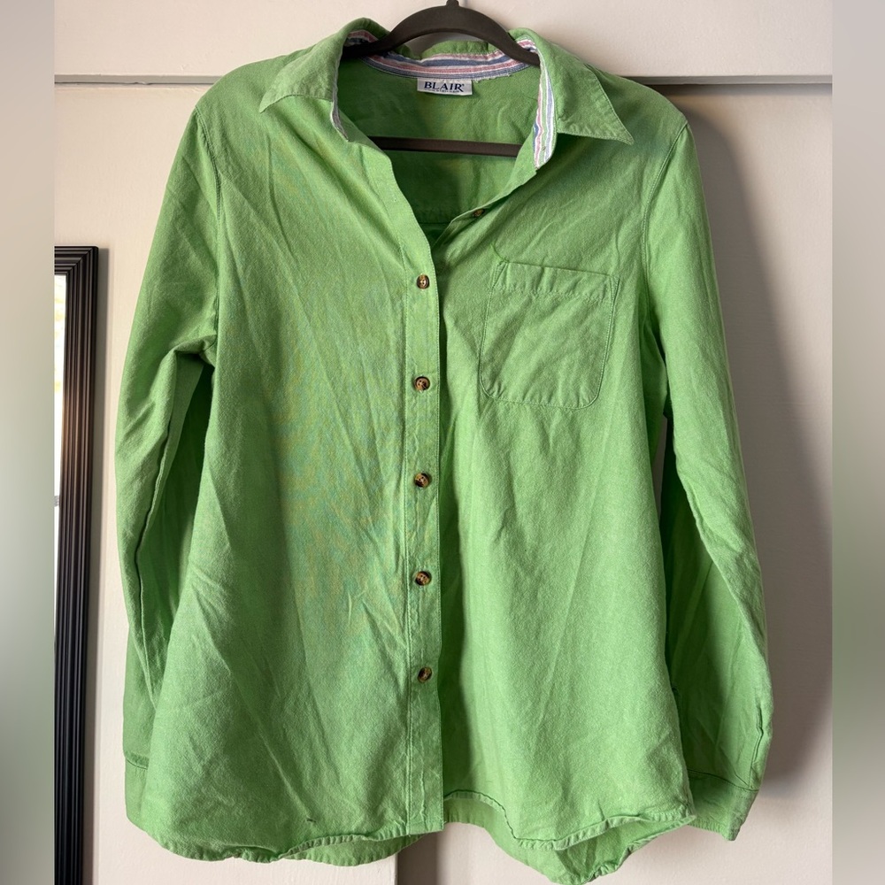 Vibrant Green Button-Down Cotton Shirt